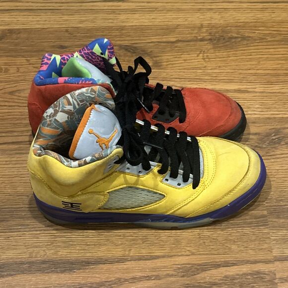 Nike Air Jordan 5 Retro SE Mid What The Size 5 Youth CZ6415-700 Red Yellow Boys - Picture 7 of 12